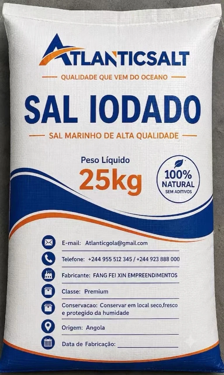 Sal Marinho Iodado ATLANTICSALT embalagem 25 kg